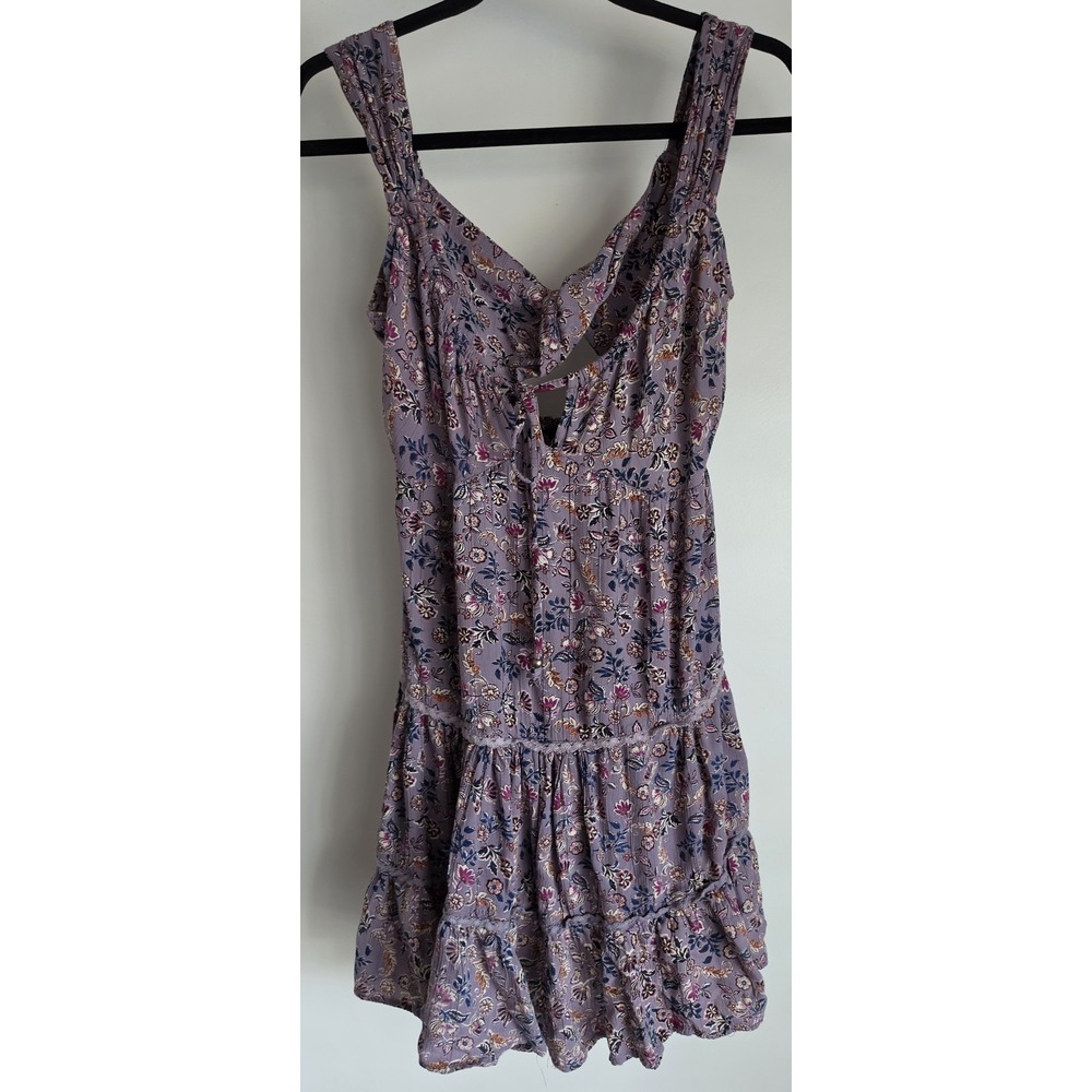Vintage Angie Sundress Size M Purple Floral Sleeveless Boho Mini Dress Frock